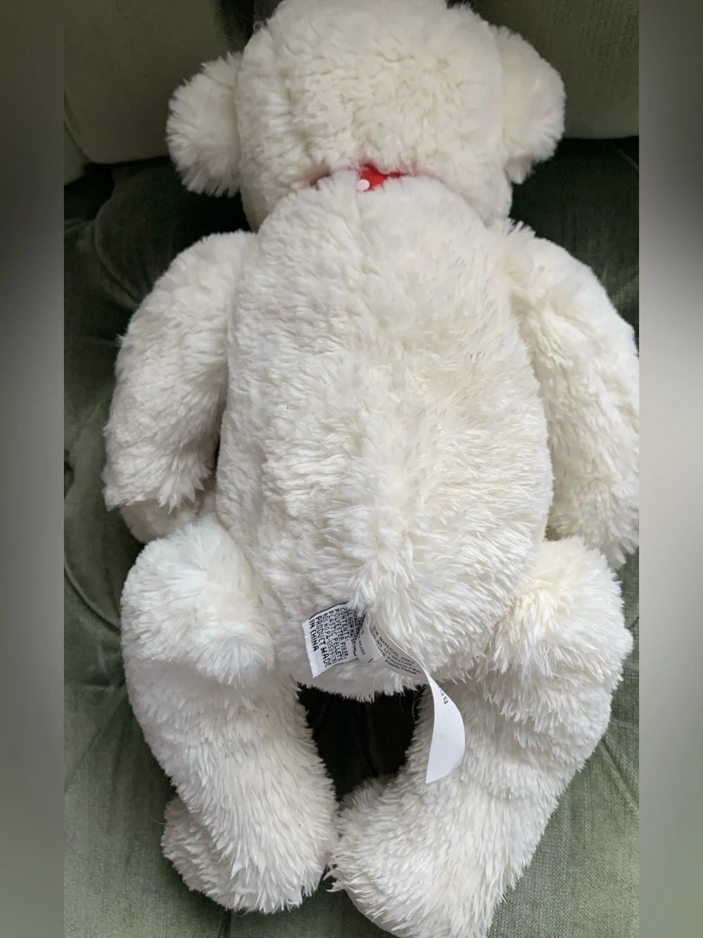 Ganz Teddy Bear Harrison With Heart White Plush Heart Polka Dots 15” Rare Read